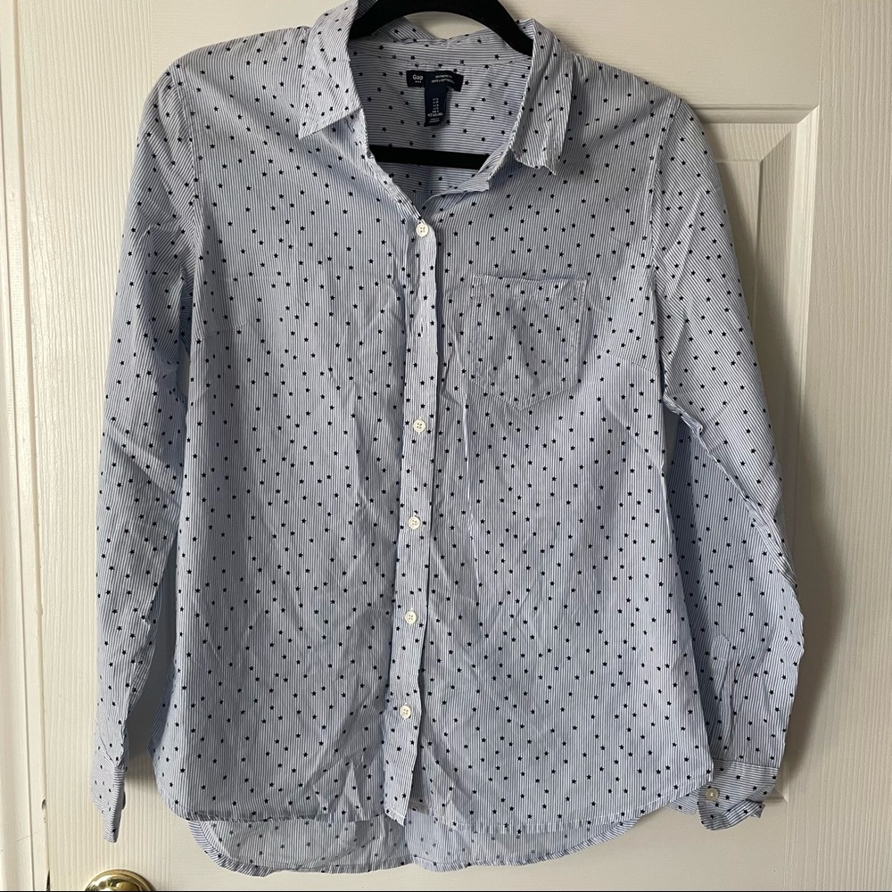 GAP navy stars button down, size small